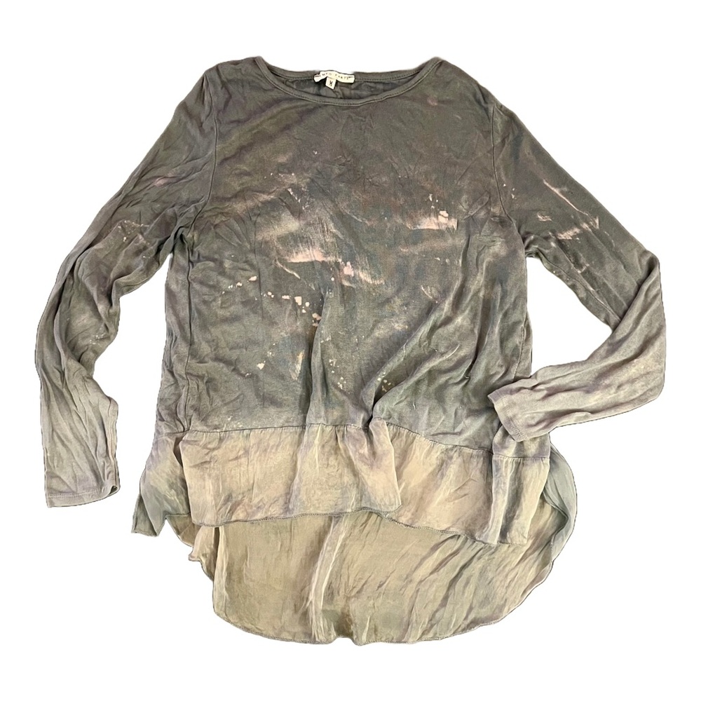 Tempo Paris_ Gray Long Sleeve Silk Shirt
